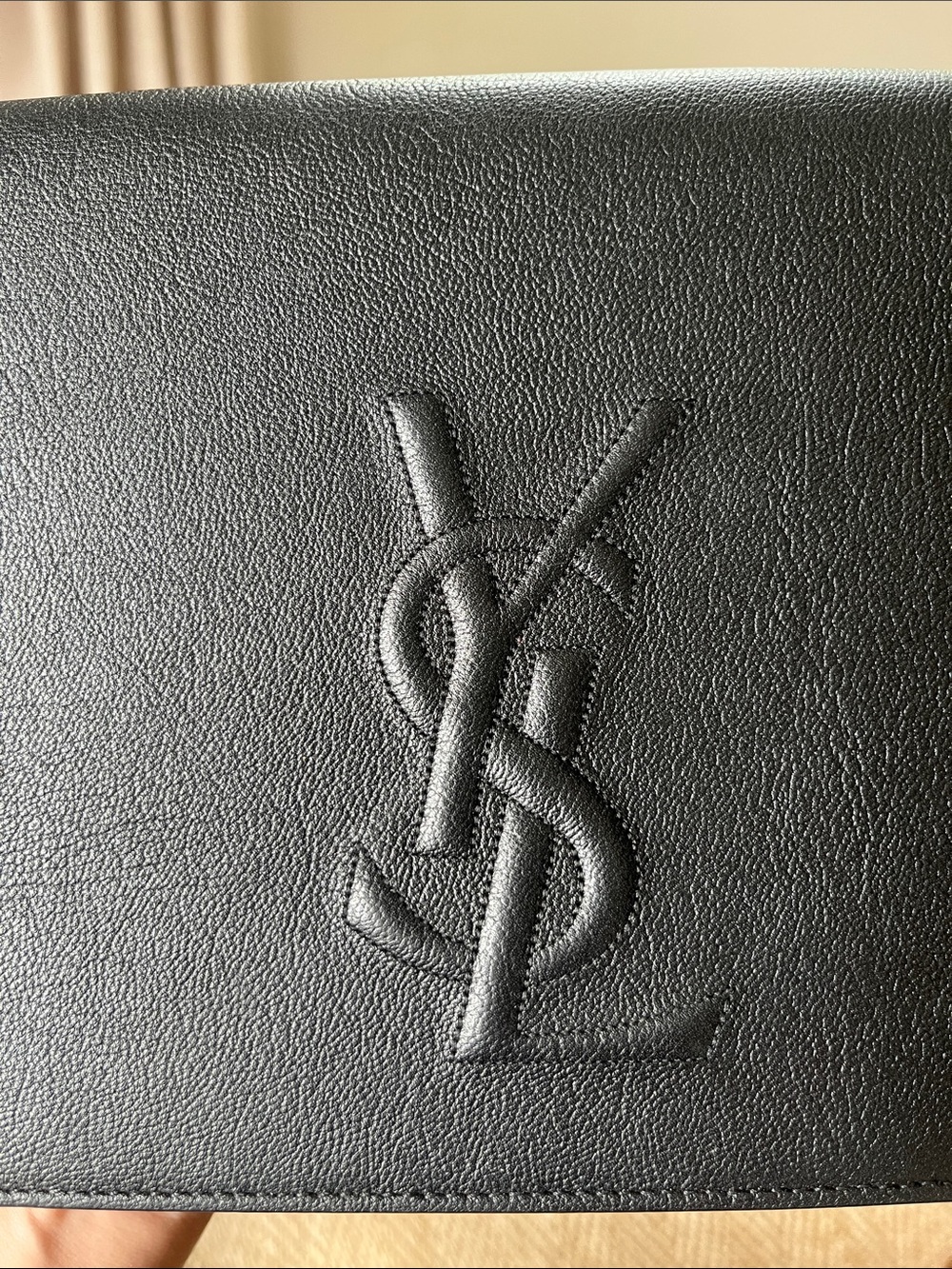 Saint Laurent Black Embossed YSL Leather Envelope Clutch - Picture 5 of 10